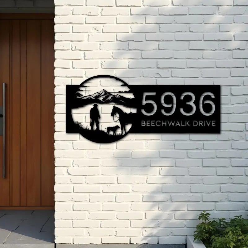 Custom Metal Hunter on the lake Metal Address Sign, House number, Outdoor Number Signage, Yard Sign Address Plate