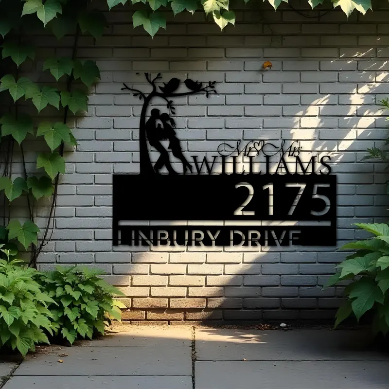Custom Metal Couple lovers custom name Metal Address Sign, House number, Outdoor Number Signage, Yard Sign Address Plate