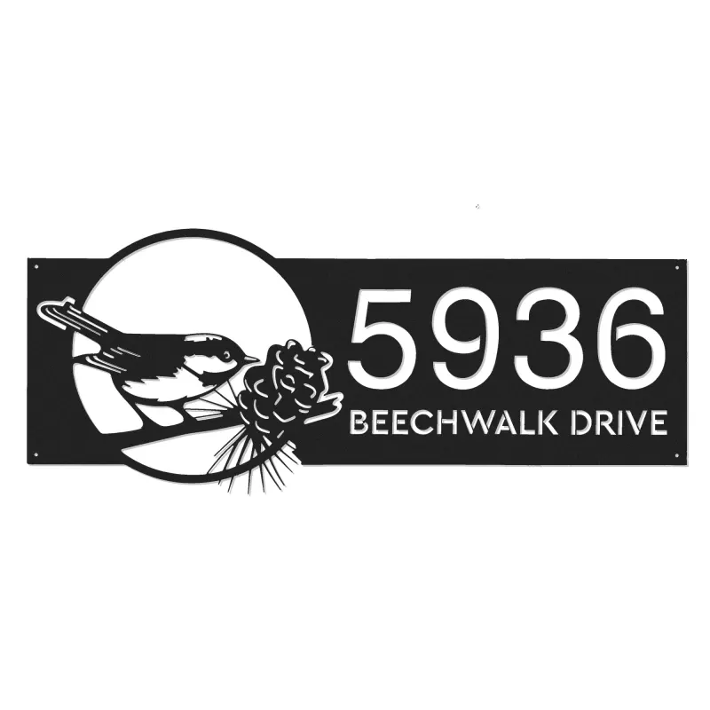 Custom Metal Bird with pinecone Metal Address Sign, House number, Outdoor Number Signage, Yard Sign Address Plate