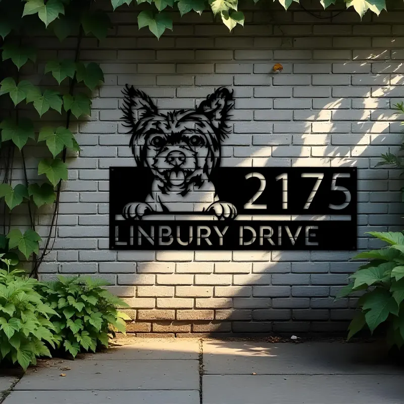Custom Metal Chinese Crested dog Puppy Metal Address Sign House number Hanging Address Plaque Yard Sign Outdoor decor