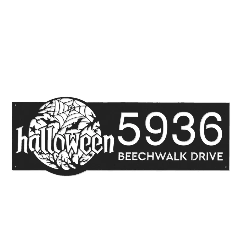 Custom Metal Halloween Metal Address Sign Custom House number Hanging Address Plaque Yard Outdoor Sign