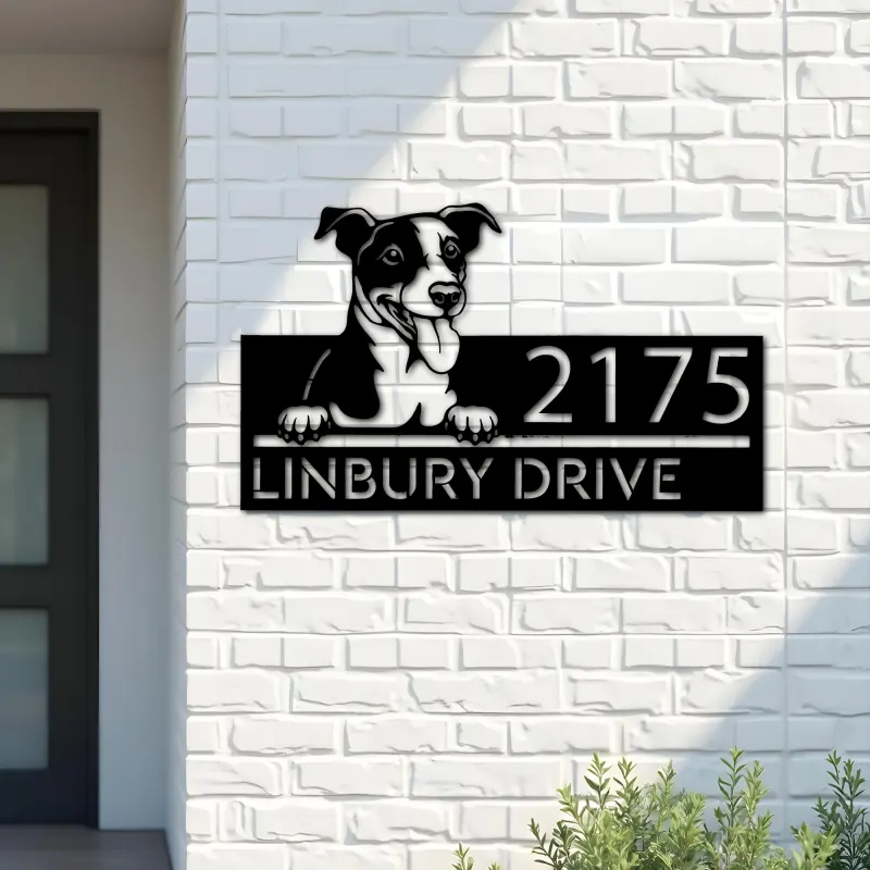 Custom Metal Jack Russell Terrier dog Puppy Metal Address Sign House number Hanging Address Plaque Yard Sign Outdoor decor
