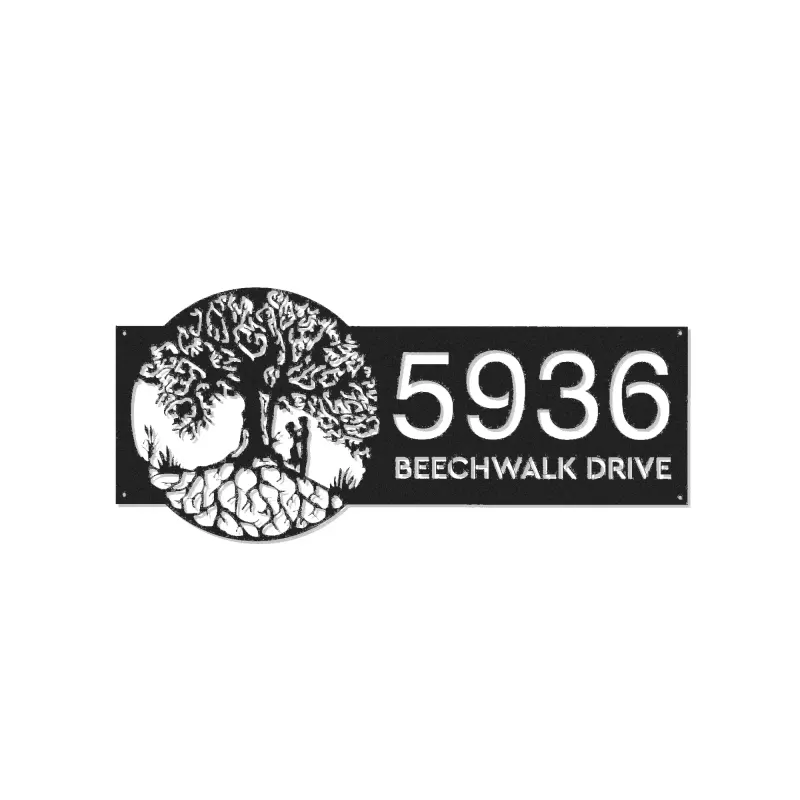 Custom Metal Tree of life couple lovers Address Sign House number Hanging Address Plaque Yard Sign Outdoor Sign