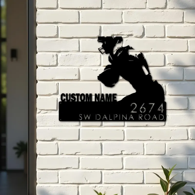 Custom Metal Football Player Custom Name Metal Address Sign, House number, Outdoor Number Signage, Yard Sign Address Plate