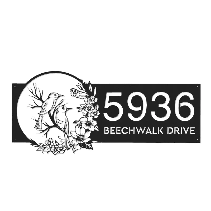 Custom Metal Couple birds Metal Address Sign, House number, Outdoor Number Signage, Yard Sign Address Plate