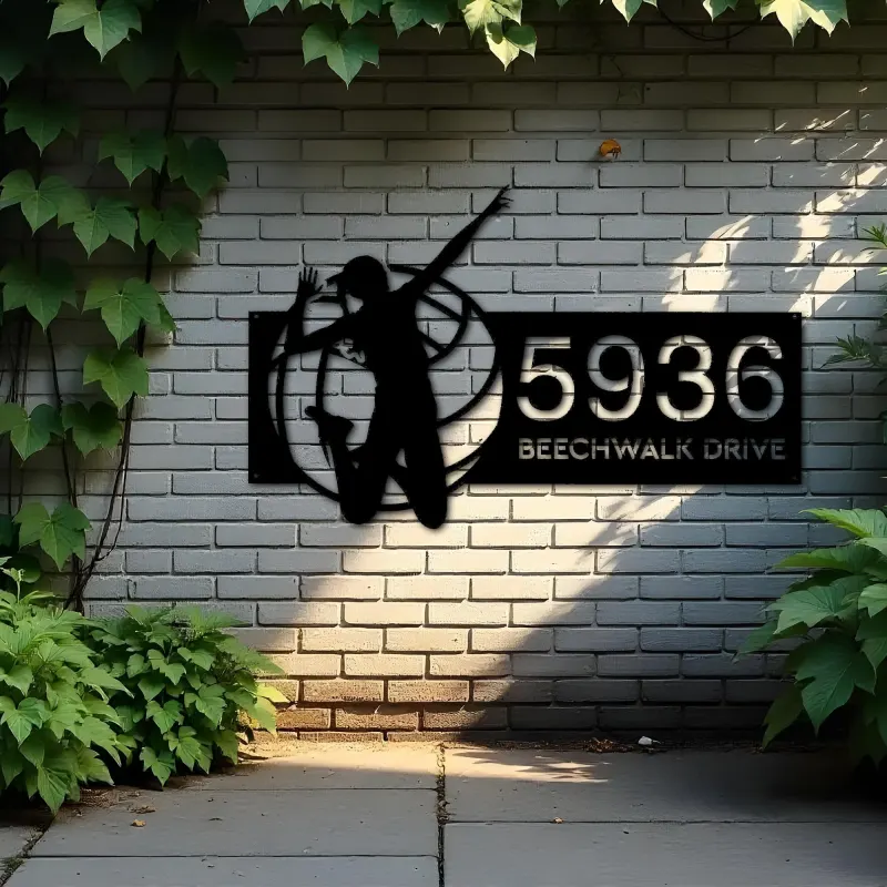 Custom Metal Volleyball player Metal Address Sign, House number, Outdoor Number Signage, Yard Sign Address Plate
