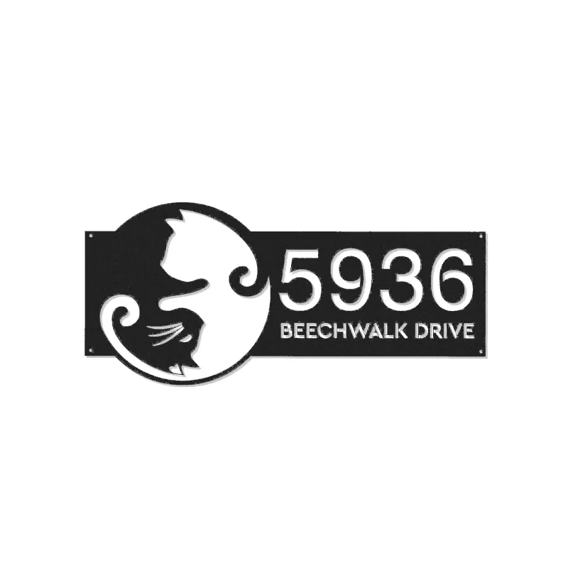 Custom Metal Yin Yang cat cute kitten pet Metal Address Sign, House number, Outdoor Number Signage, Yard Sign Address Plate