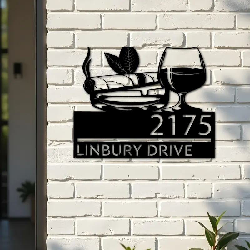 Custom Metal Gentlemen Club bar Metal Address Sign, House number, Outdoor Number Signage, Yard Sign Address Plate