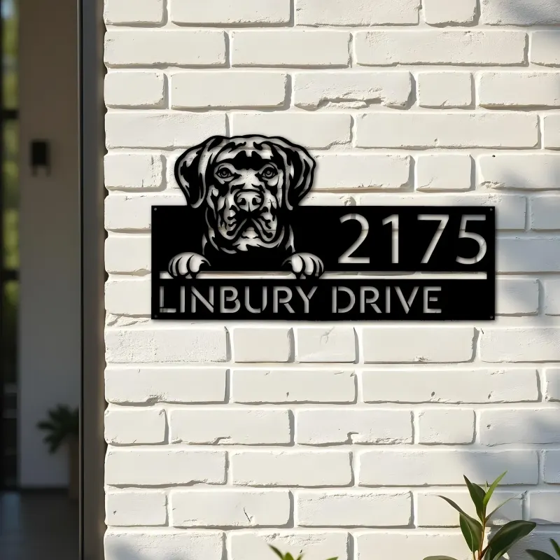Custom Metal Cane Corso dog cute puppy Metal Address Sign House number Hanging Address Plaque Yard Sign Outdoor decor