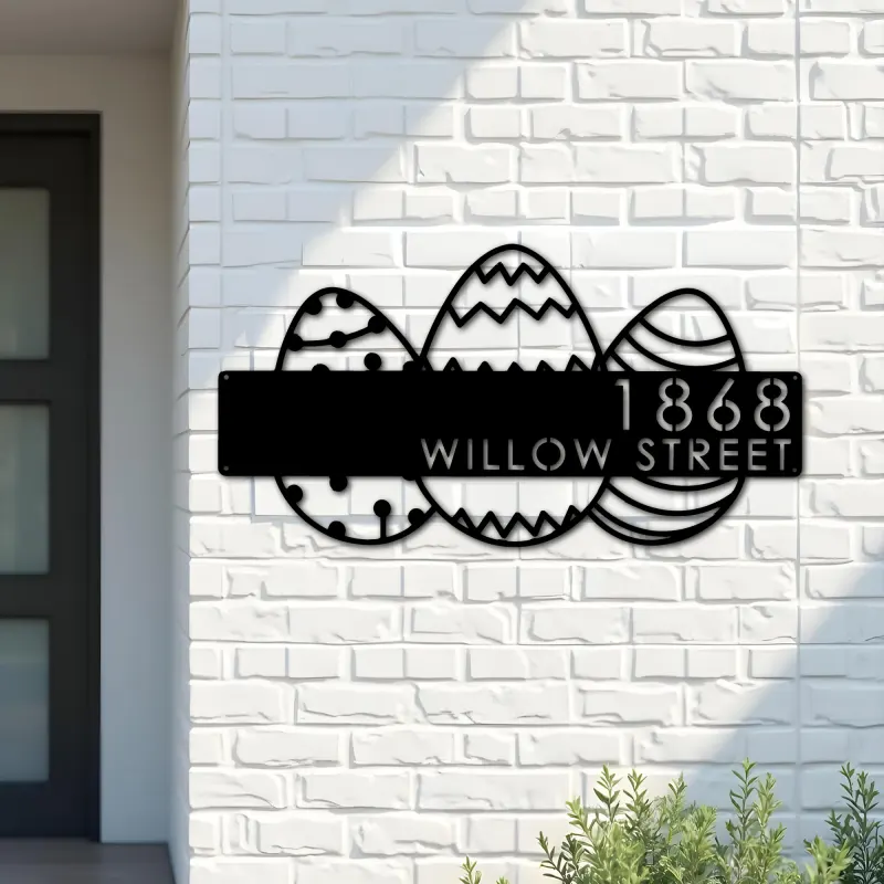 Custom Metal Easter eggs Metal Address Sign, House number, Outdoor Number Signage, Yard Sign Address Plate