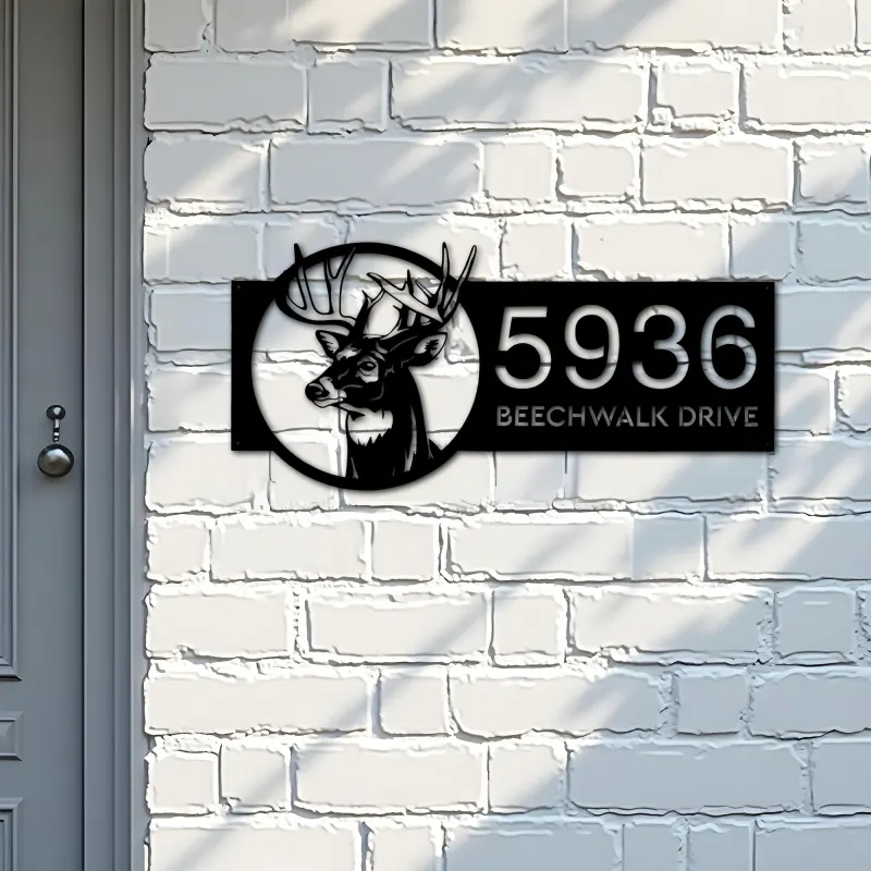 Custom Metal Deer head Metal Address Sign, House number, Outdoor Number Signage, Yard Sign Address Plate