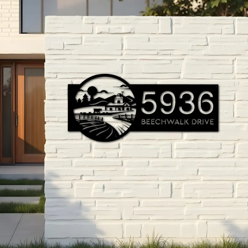 Custom Metal Farm barn ranch farmer countryside Metal Address Sign Custom House number Hanging Address Plaque Yard Sign Outdoor