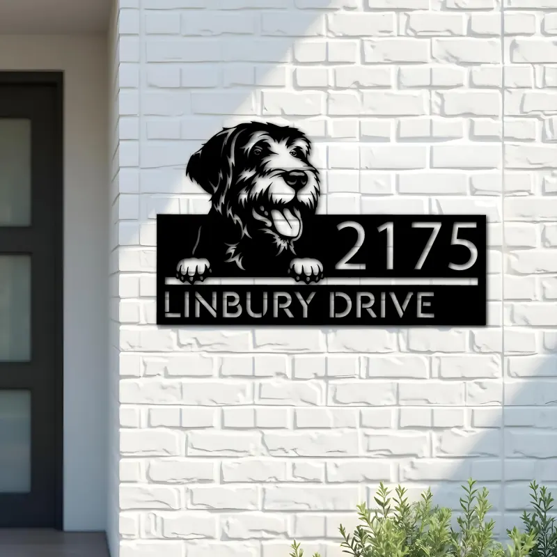 Custom Metal Spinone Italiano dog Puppy Metal Address Sign House number Hanging Address Plaque Yard Sign Outdoor decor