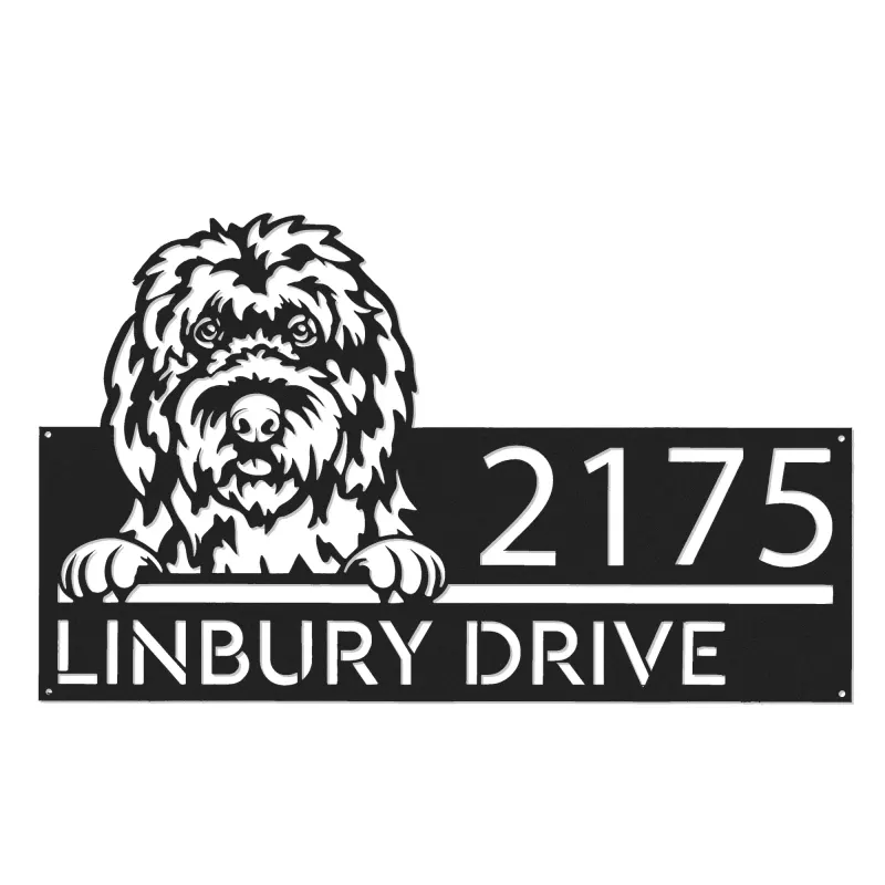 Custom Metal Old English Sheepdog Cute puppy Metal Address Sign House number Hanging Address Plaque Yard Sign Outdoor decor