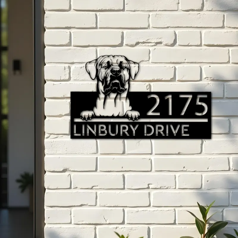 Custom Metal Tosa inu dog Puppy Metal Address Sign House number Hanging Address Plaque Yard Sign Outdoor decor