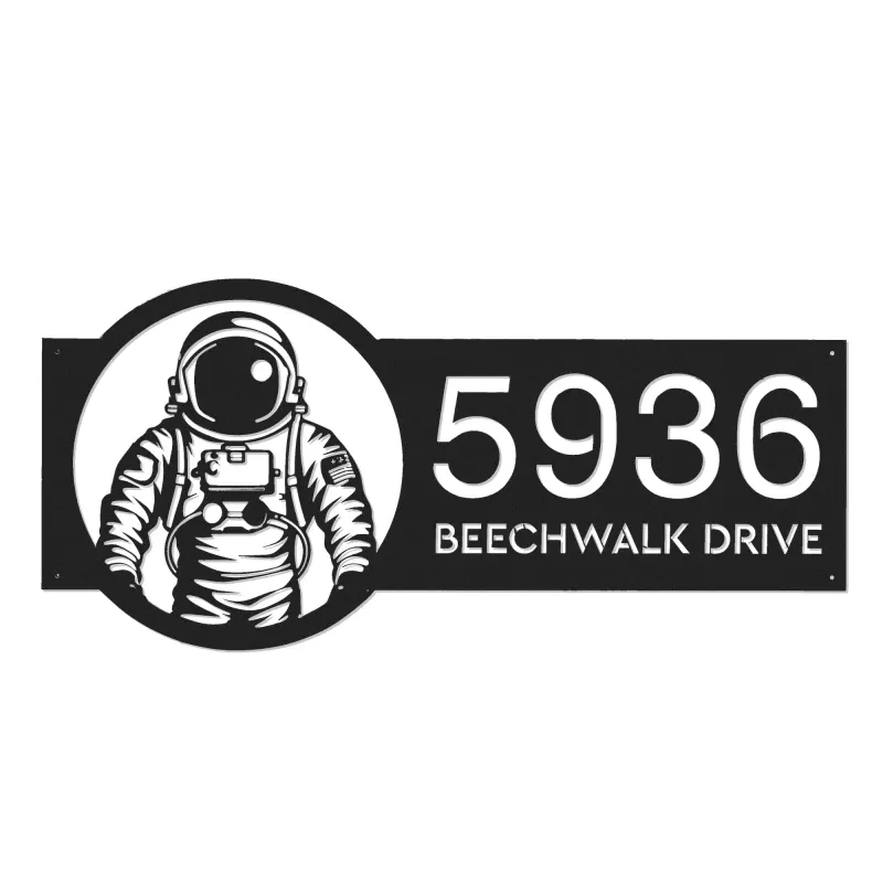 Custom Metal Astronaut Spaceman Metal Address Sign Custom House number Hanging Address Plaque Yard Sign Outdoor
