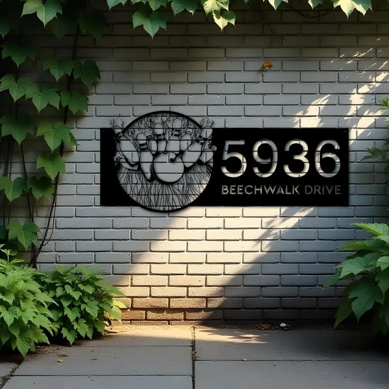 Custom Metal Bowling Metal Address Sign, House number, Outdoor Number Signage, Yard Sign Address Plate002