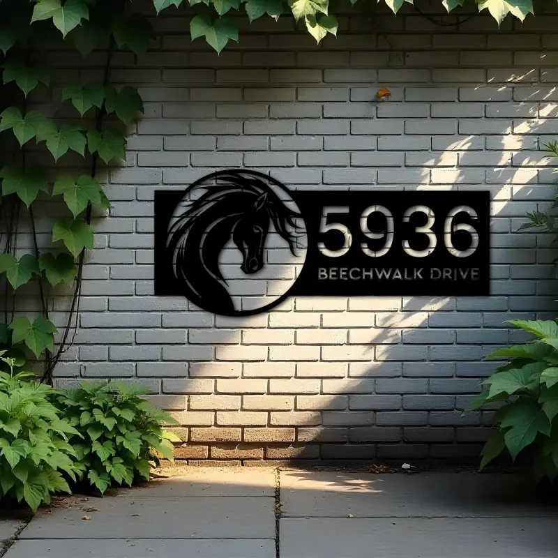 Custom Metal Horse head Metal Address Sign, House number, Outdoor Number Signage, Yard Sign Address Plate