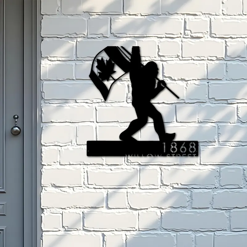 Custom Metal Bigfoot Sasquatch With Canada Flag Metal Address Sign Custom Hanging Address Plaque Yard Sign Outdoor Sign