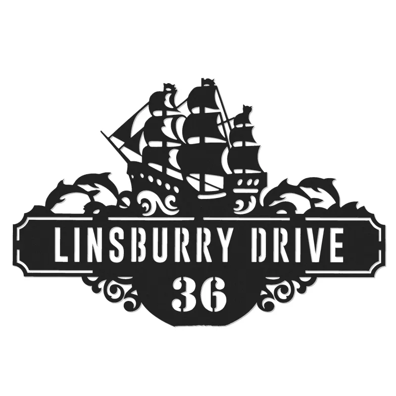 Custom Metal Ship Metal Address Sign Custom Hanging Address Plaque House number Yard Sign Outdoor Sign