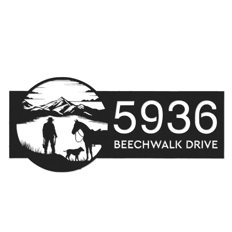 Custom Metal Hunter on the lake Metal Address Sign, House number, Outdoor Number Signage, Yard Sign Address Plate