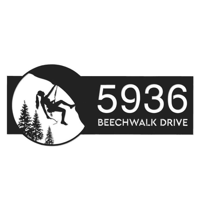 Custom Metal Mountain Rock climbing Metal Address Sign, House number, Outdoor Number Signage, Yard Sign Address Plate