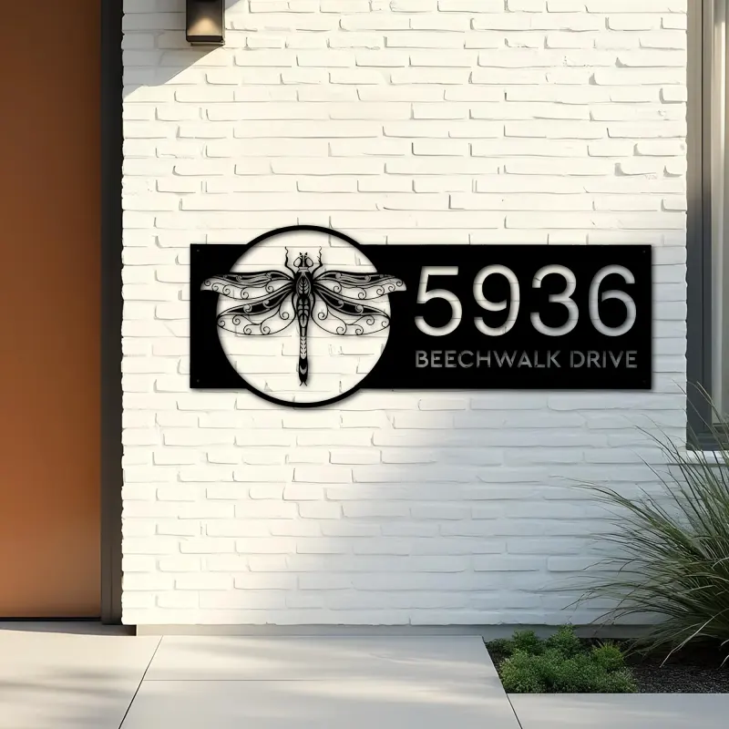 Custom Metal Dragonfly Metal Address Sign, House number, Outdoor Number Signage, Yard Sign Address Plate