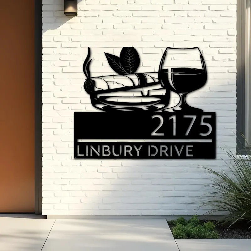 Custom Metal Gentlemen Club bar Metal Address Sign, House number, Outdoor Number Signage, Yard Sign Address Plate