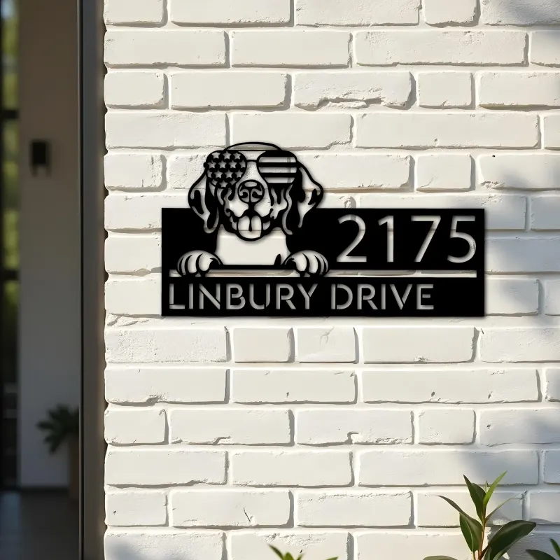 Custom Metal German Shorthaired Pointer dog Metal Address Sign House number Hanging Address Plaque Yard Sign Outdoor decor