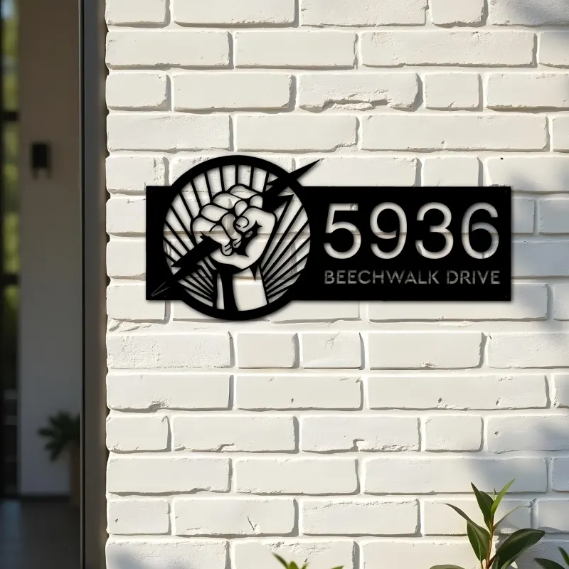 Custom Metal Electrician electrical engineer Metal Address Sign, House number, Outdoor Number Signage, Yard Sign Address Plate