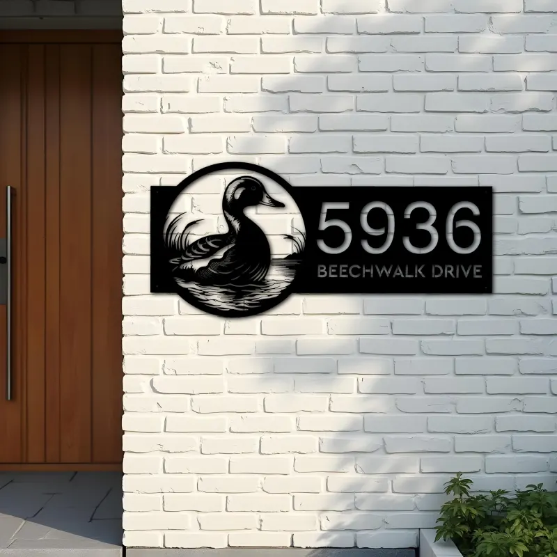 Custom Metal Duck Metal Address Sign Custom Hanging Address Plaque House number Yard Sign Outdoor Sign