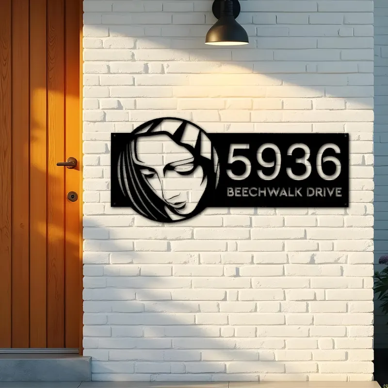 Custom Metal Virgin Mary Christian Metal Address Sign, House number, Outdoor Number Signage, Yard Sign Address Plate