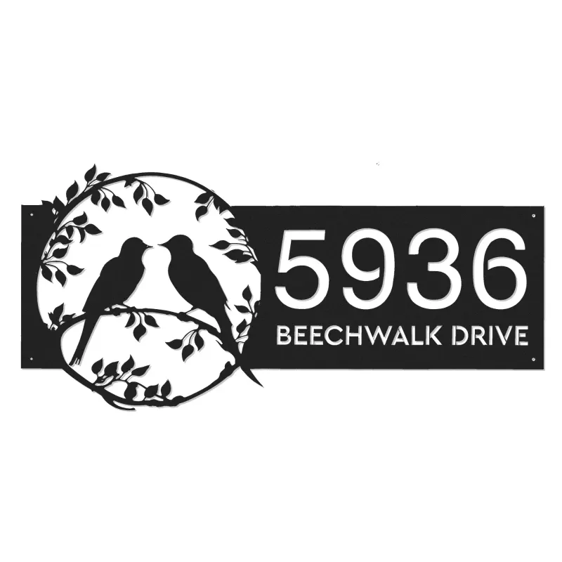 Custom Metal Bird couple Metal Address Sign, House number, Outdoor Number Signage, Yard Sign Address Plate002