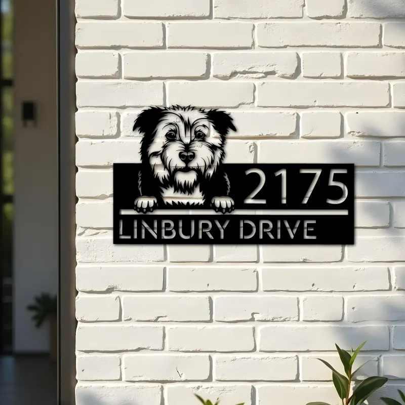 Custom Metal Glen of Imaal Terrier dog Puppy Metal Address Sign House number Hanging Address Plaque Yard Sign Outdoor decor