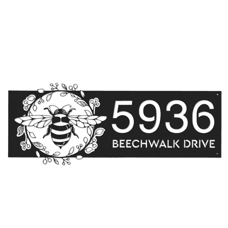 Custom Metal Bee Metal Address Sign, House number, Outdoor Number Signage, Yard Sign Address Plate