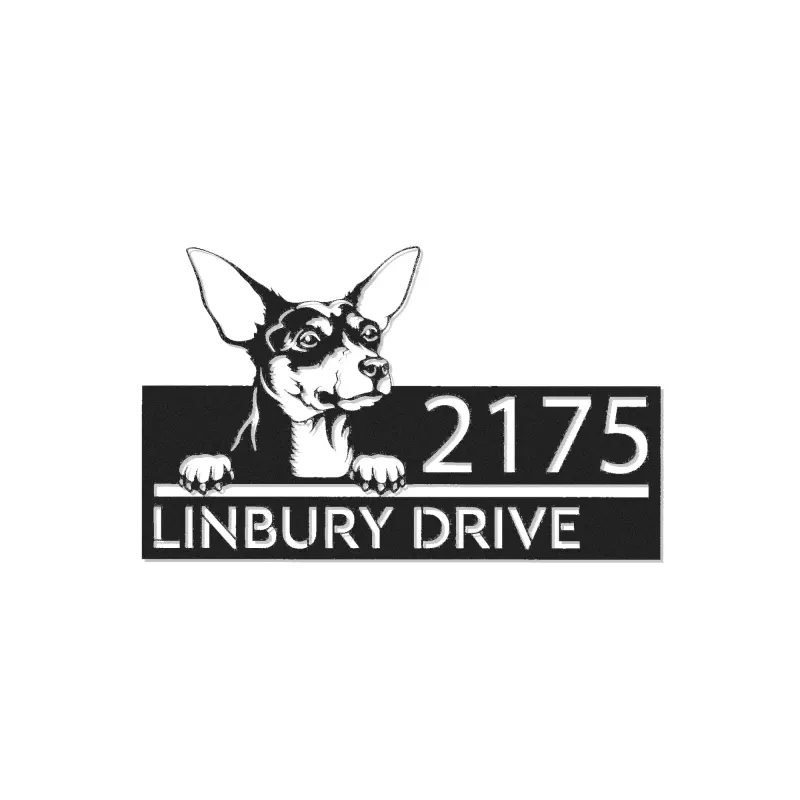 Custom Metal Toy Fox Terrier dog Puppy Metal Address Sign House number Hanging Address Plaque Yard Sign Outdoor decor