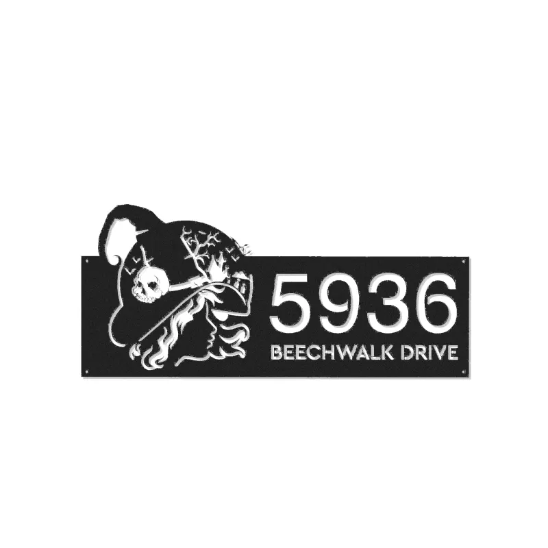 Custom Metal Witch haunted house halloween Metal Address Sign House number Hanging Address Plaque Yard Outdoor Sign