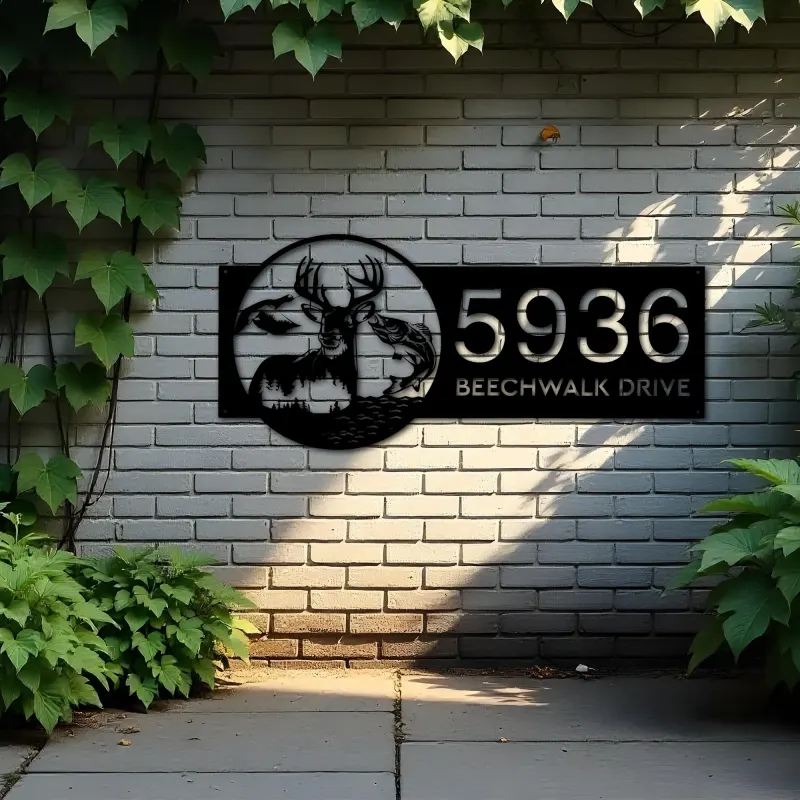 Custom Metal Deer fish duck fishing Metal Address Sign, House number, Outdoor Number Signage, Yard Sign Address Plate