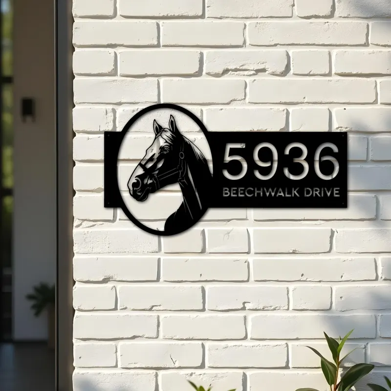 Custom Metal Horse head farm animal ranch Metal Address Sign, House number, Outdoor Number Signage, Yard Sign Address Plate