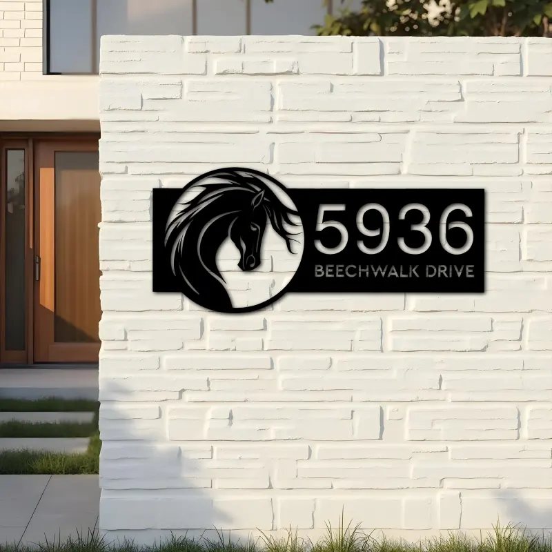 Custom Metal Horse head Metal Address Sign, House number, Outdoor Number Signage, Yard Sign Address Plate