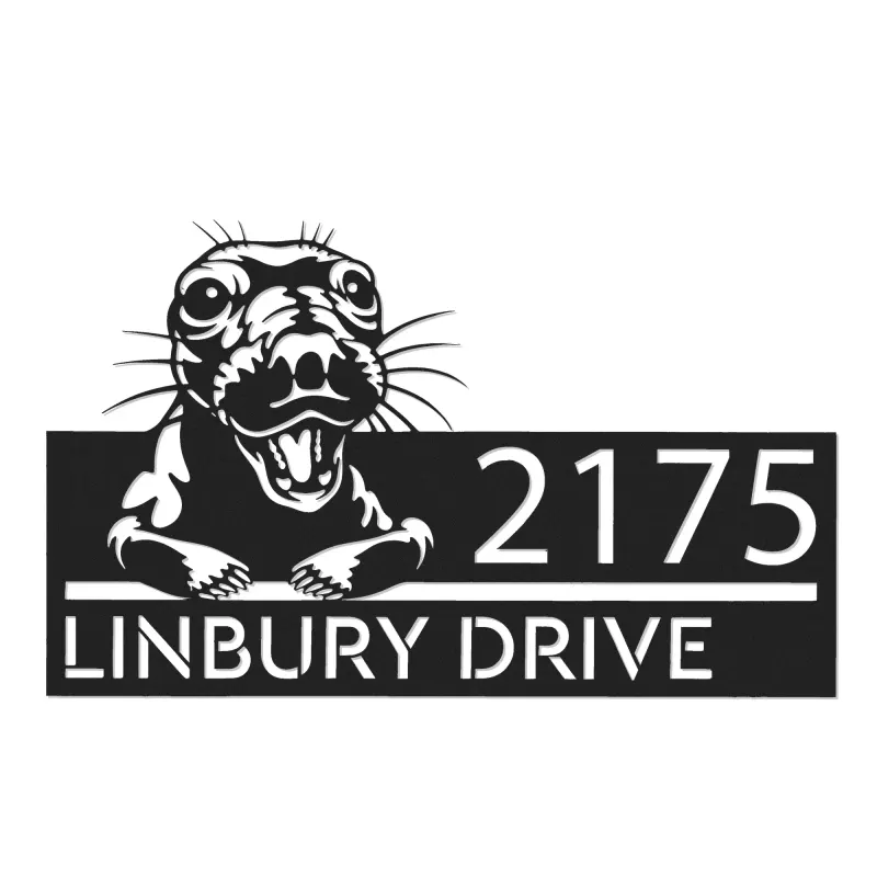 Custom Metal Peeking Seal Wild animal wildlife Metal Address Sign, House number, Outdoor Number Signage, Yard Sign Address Plate