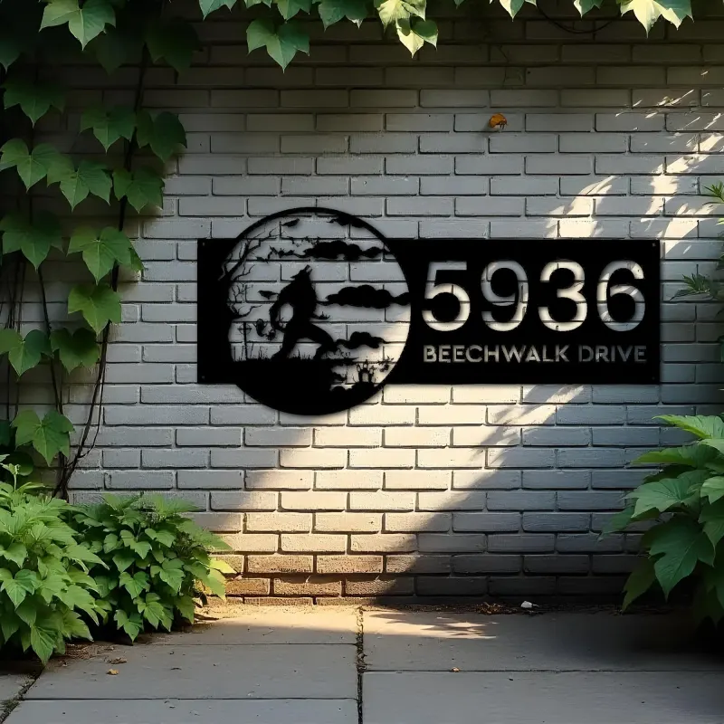 Custom Metal Werewolf Full Moon Halloween Metal Address Sign, House number, Outdoor Number Signage, Yard Sign Address Plate