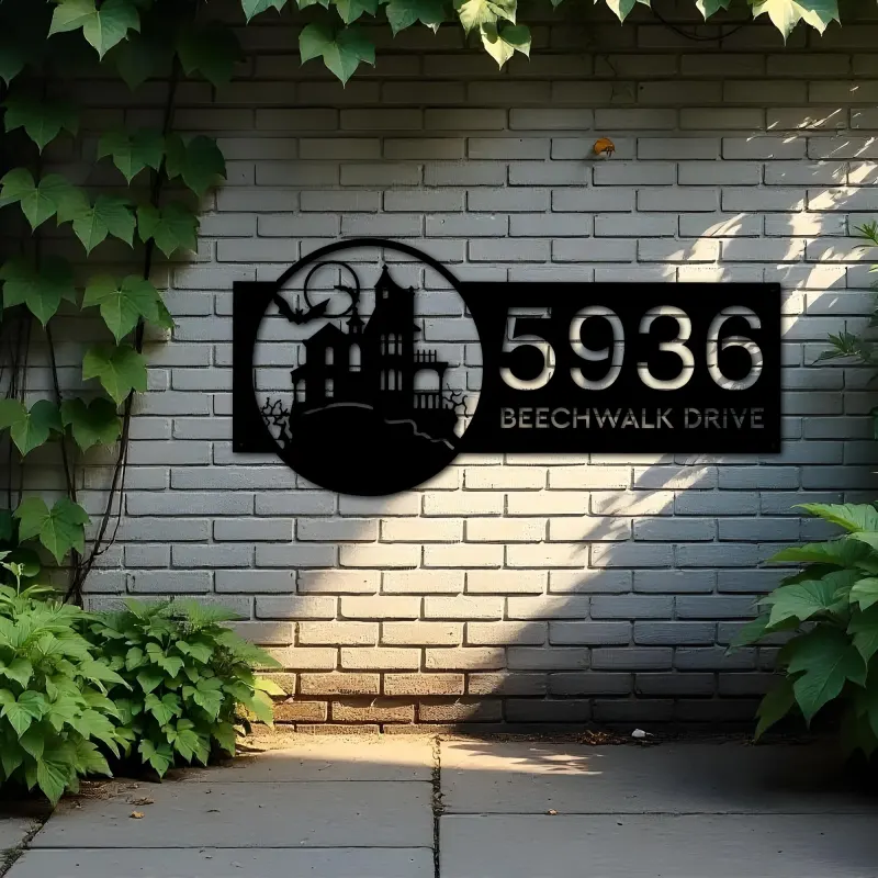 Custom Metal Halloween house Metal Address Sign, House number, Outdoor Number Signage, Yard Sign Address Plate