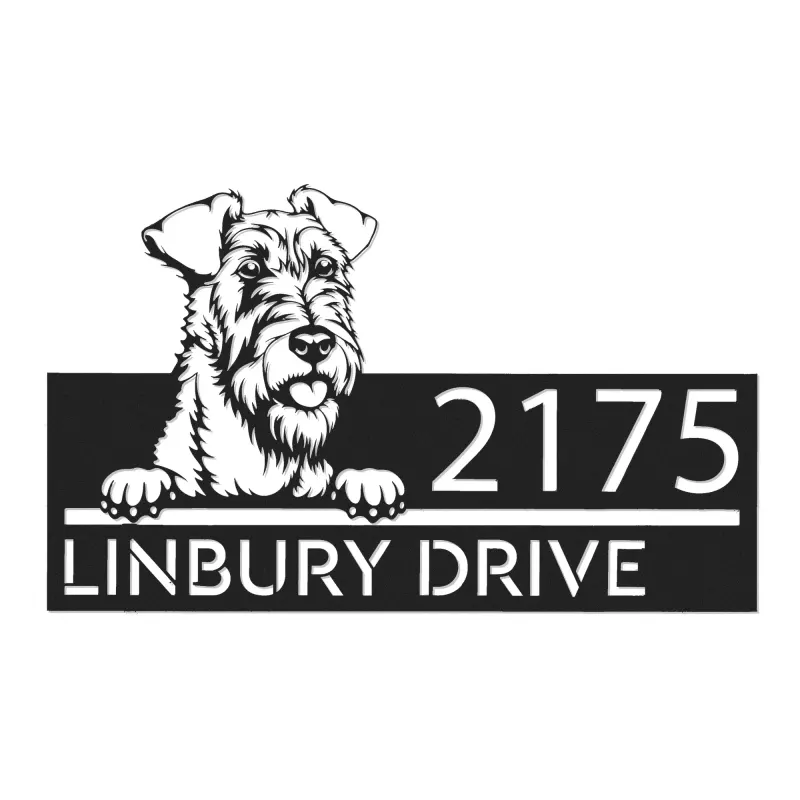 Custom Metal Irish terrier dog Puppy Metal Address Sign House number Hanging Address Plaque Yard Sign Outdoor decor