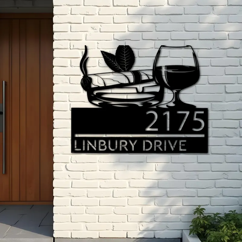 Custom Metal Gentlemen Club bar Metal Address Sign, House number, Outdoor Number Signage, Yard Sign Address Plate