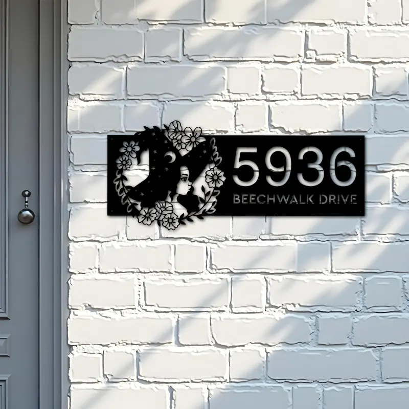 Custom Metal Cute witch floral Halloween Metal Address Sign, House number, Outdoor Number Signage, Yard Sign Address Plate