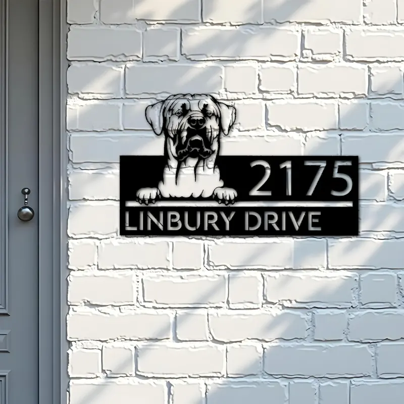 Custom Metal Tosa inu dog Puppy Metal Address Sign House number Hanging Address Plaque Yard Sign Outdoor decor
