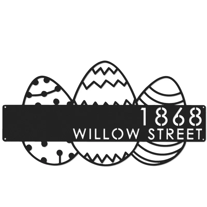 Custom Metal Easter eggs Metal Address Sign, House number, Outdoor Number Signage, Yard Sign Address Plate