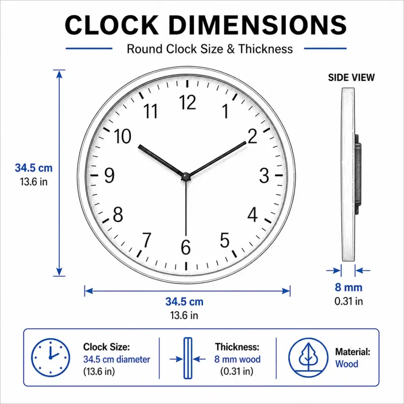 Wall clock size guide