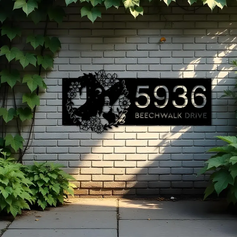 Custom Metal Cute witch floral Halloween Metal Address Sign, House number, Outdoor Number Signage, Yard Sign Address Plate